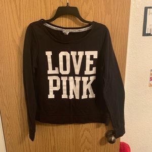 Black “love pink” crew neck sweater